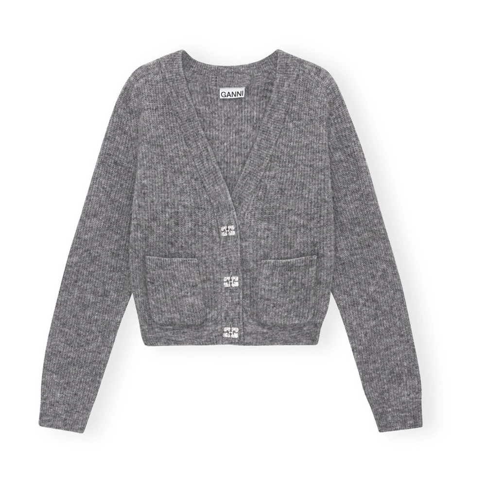 Ganni Zachte Wol Cardigan Gray Dames