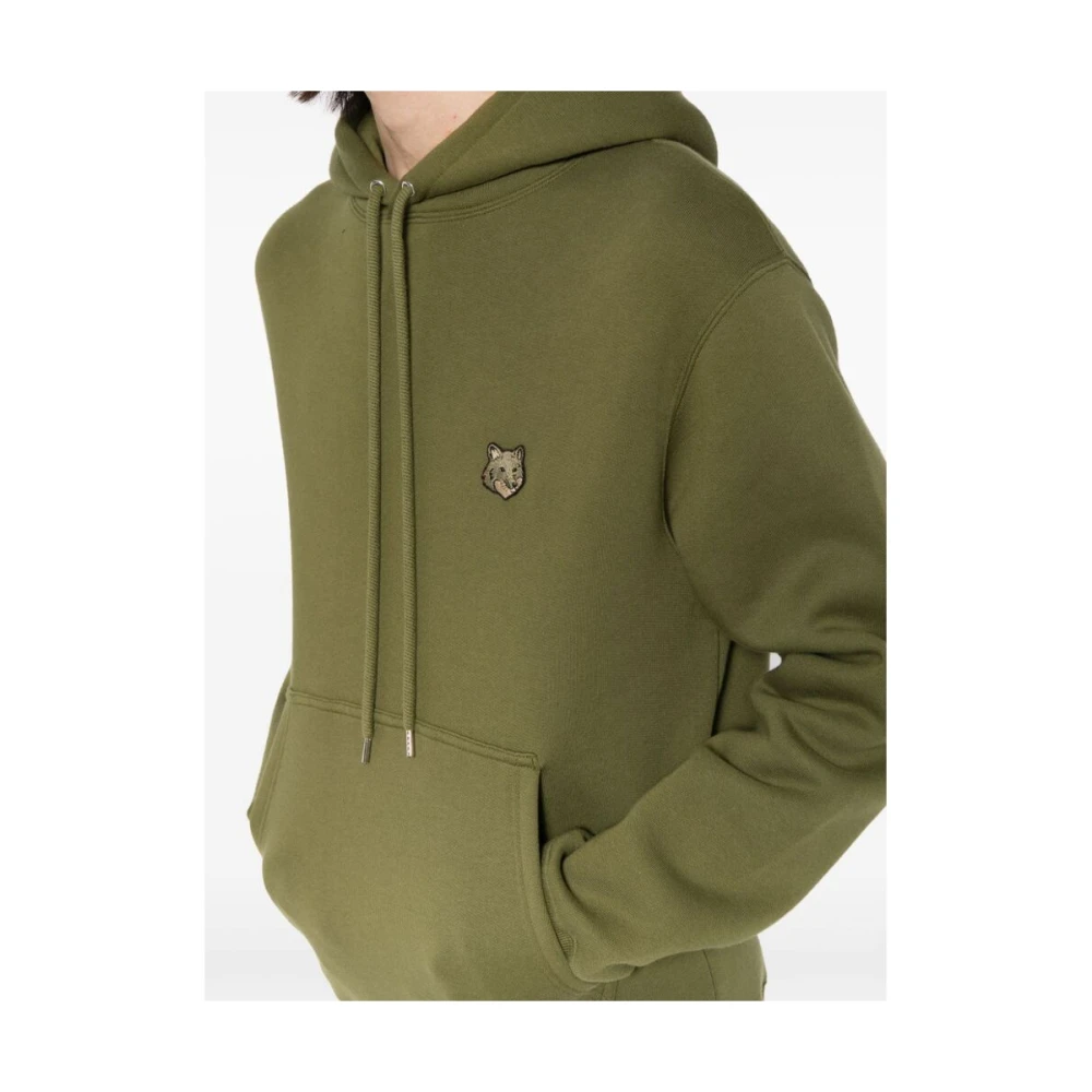 Maison Kitsuné Vos Motief Olijfgroene Sweatshirt Green Heren