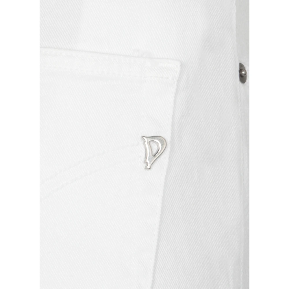 Dondup Witte Katoenen Jeans met Juweelknoop White Dames