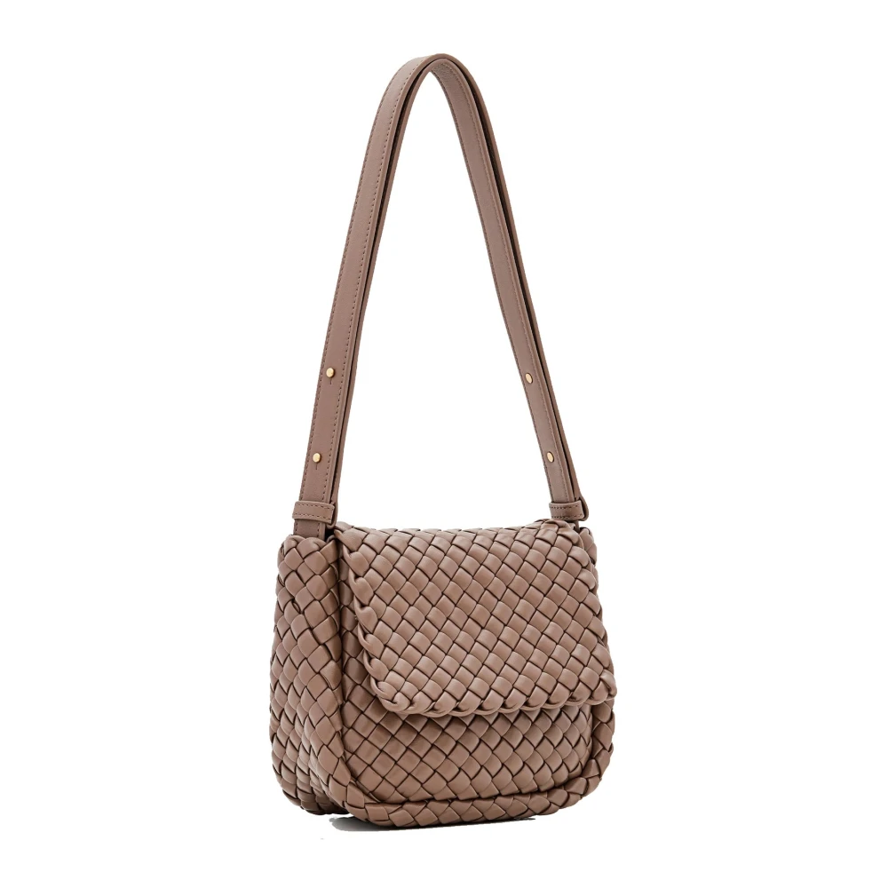 Bottega Veneta Kleine schoudertas in Taupe Grey-Gold Brown Dames
