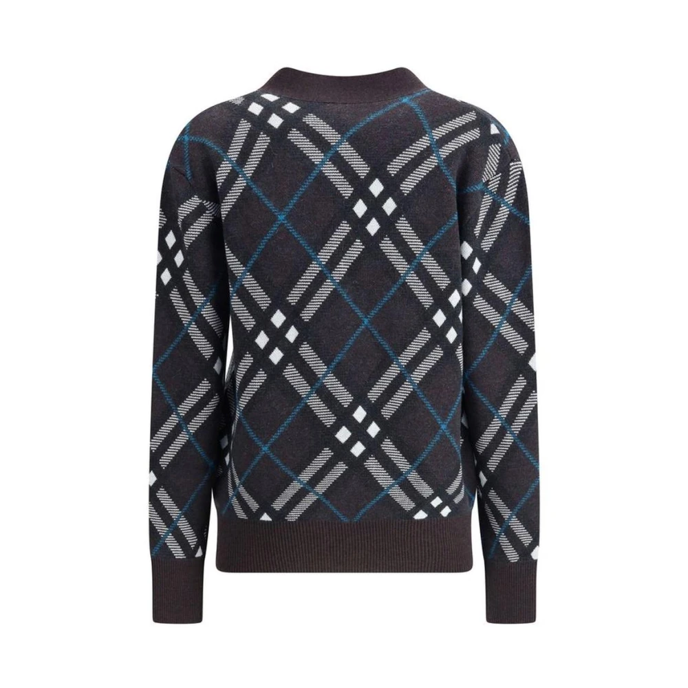 Burberry Wollen V-hals Vest met Zakken Brown Dames