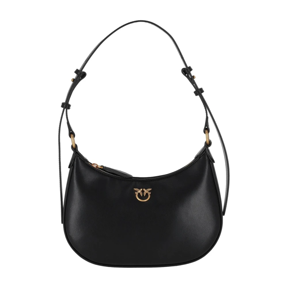 pinko Zwarte Leren Rits Tas Black Dames
