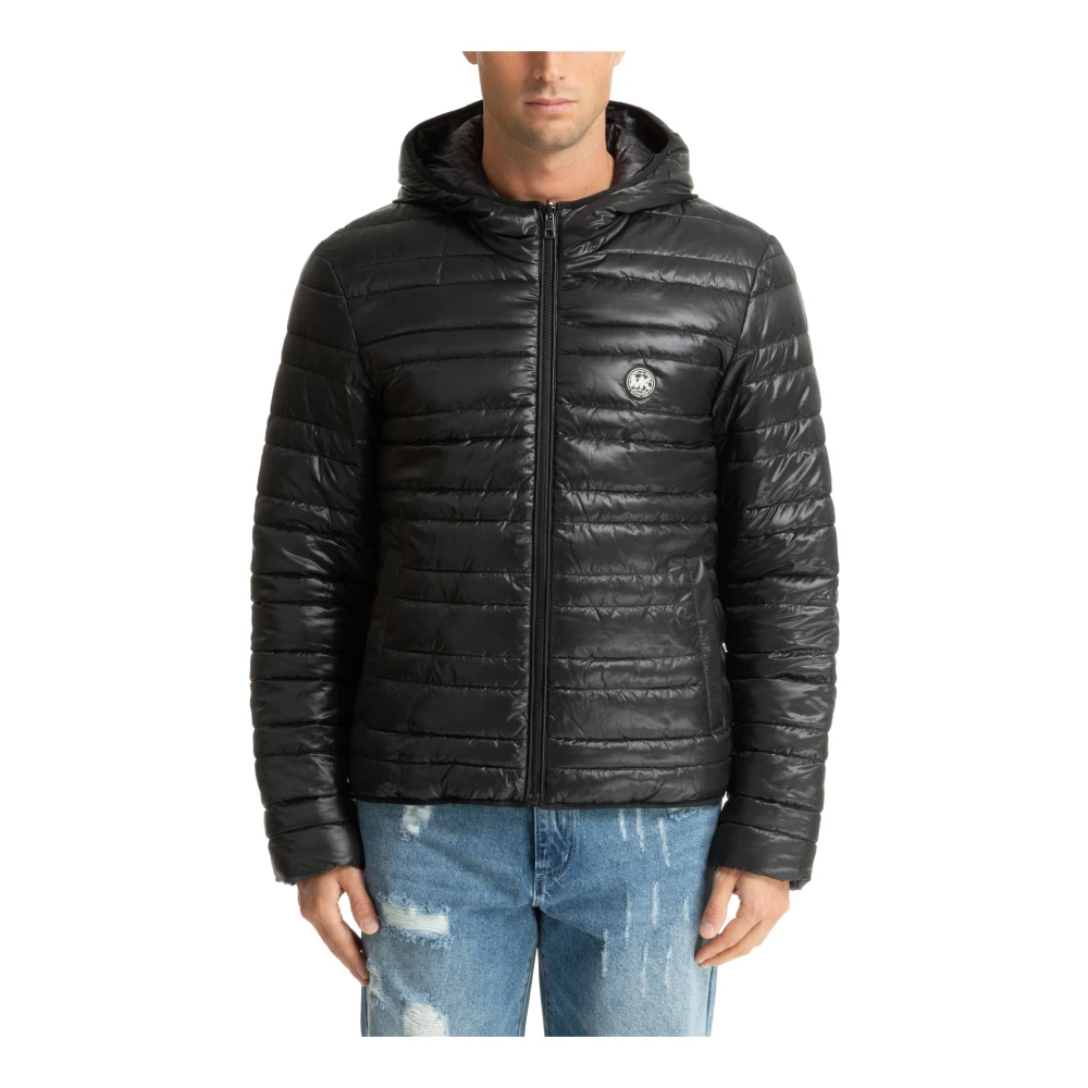 Michael Kors Logo Hooded Zip Down Jacket Black Heren