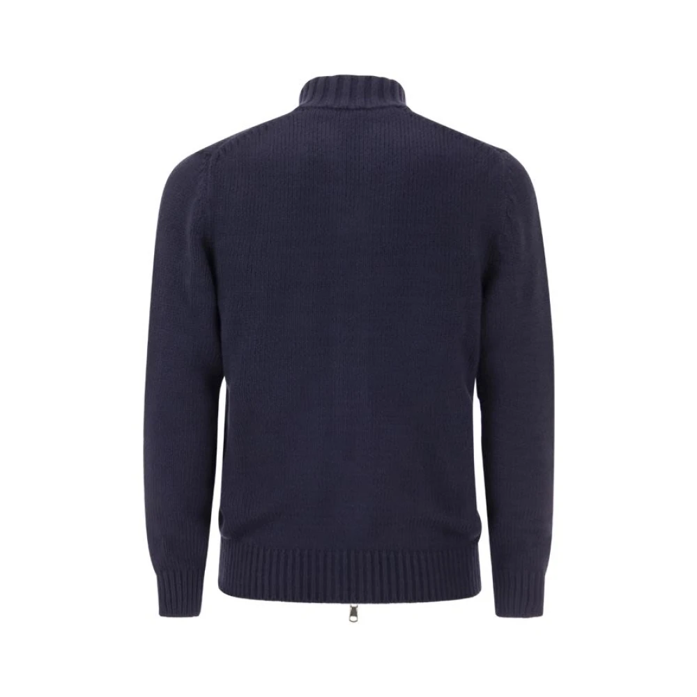 Fedeli Winter Katoen Zip Cardigan Blue Heren