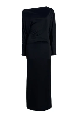 Svart Off-Shoulder Maxiklänning