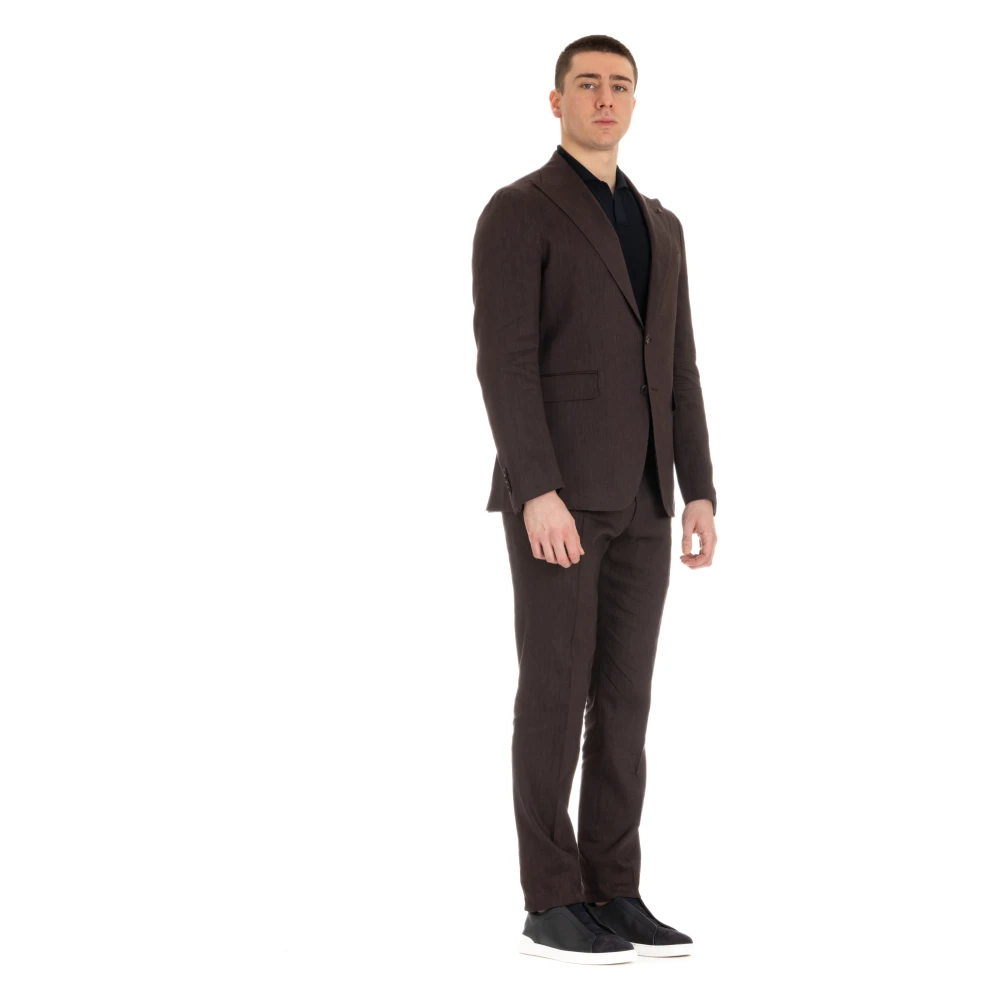 Tagliatore Bruine Jurk met Revers Kraag Brown Heren