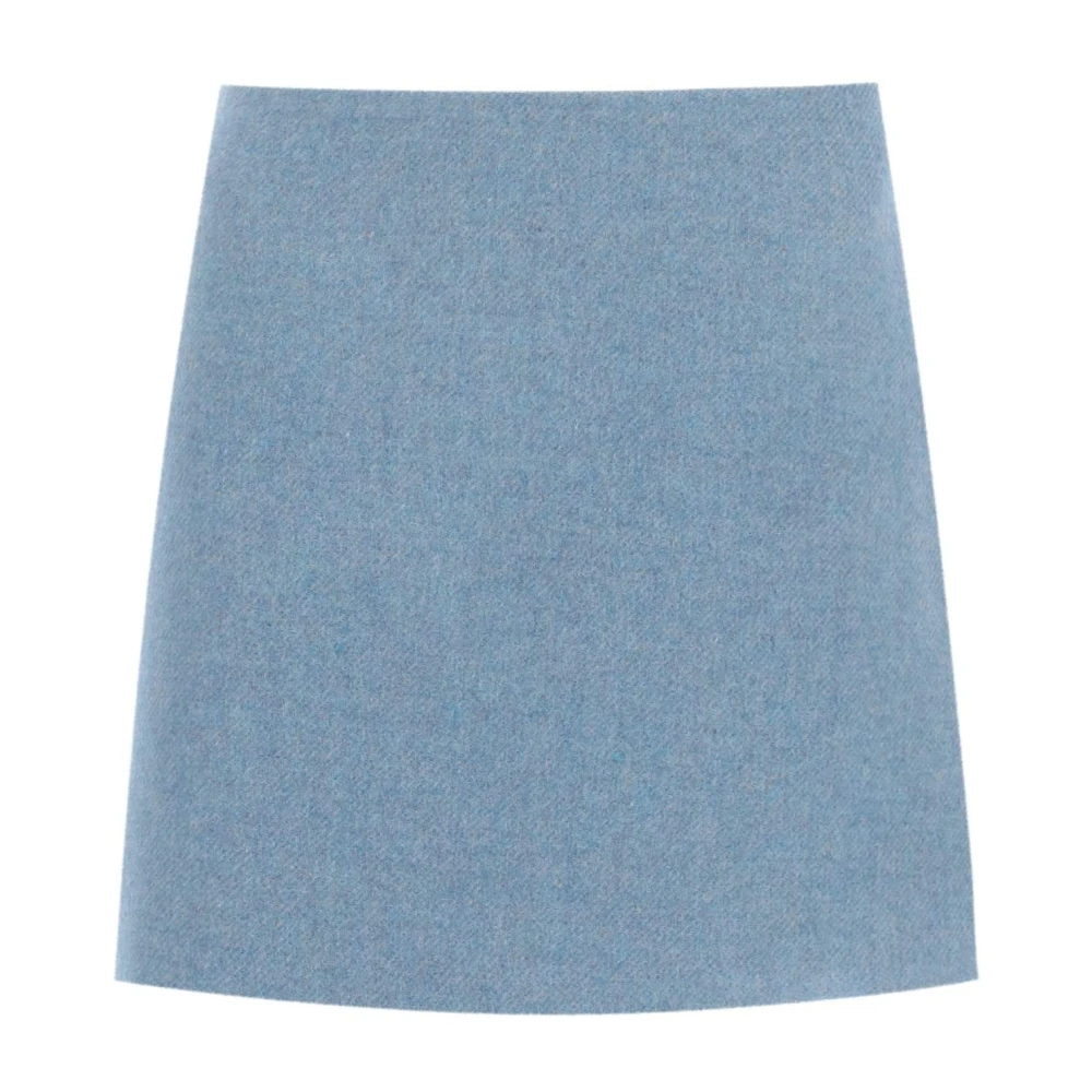 Ganni Blauwe Gerecyclede Wolmix Rok Blue Dames