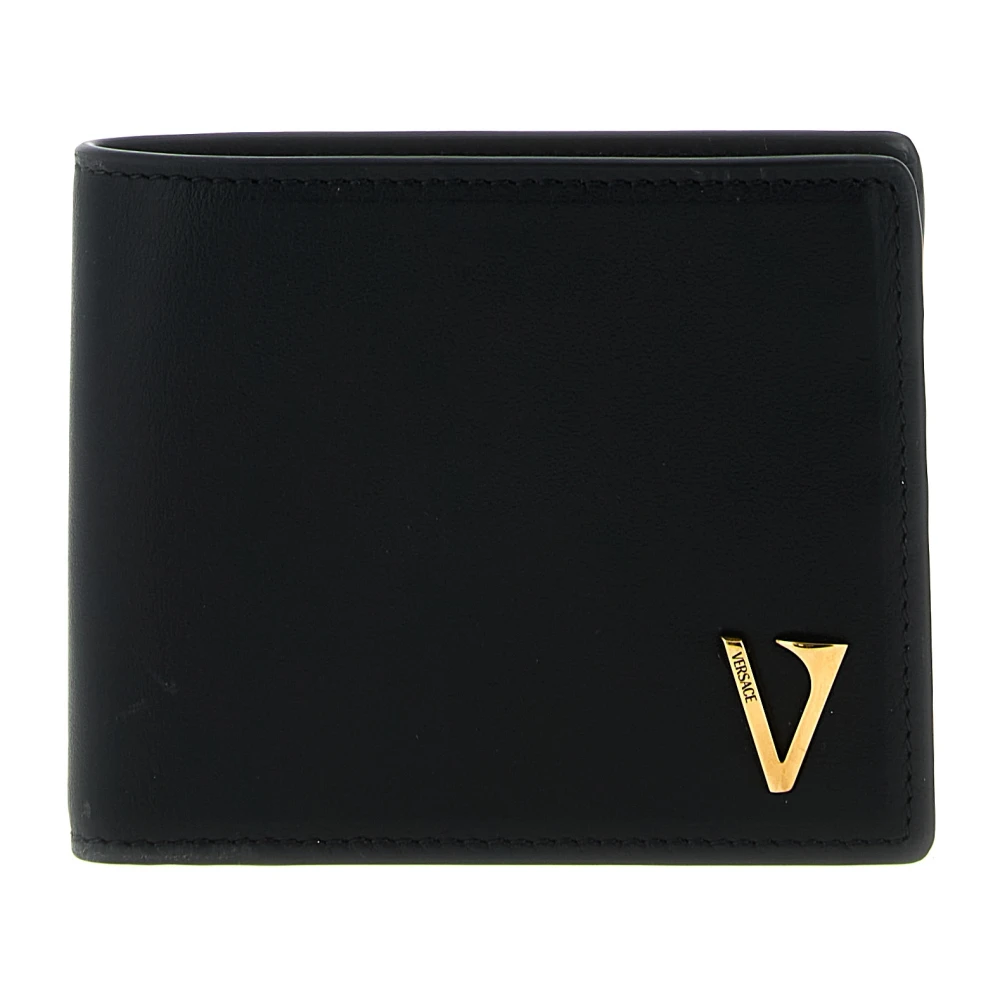 Versace Herr Svart Accessoarer One Size, Läder, Bi-Fold Läderplånbok