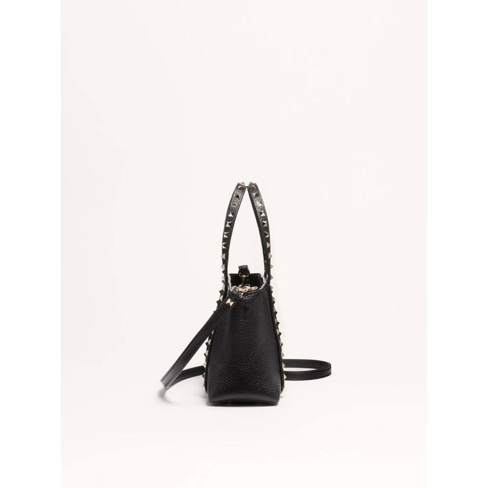 Valentino Garavani Zwarte leren schoudertas met studs Black Dames