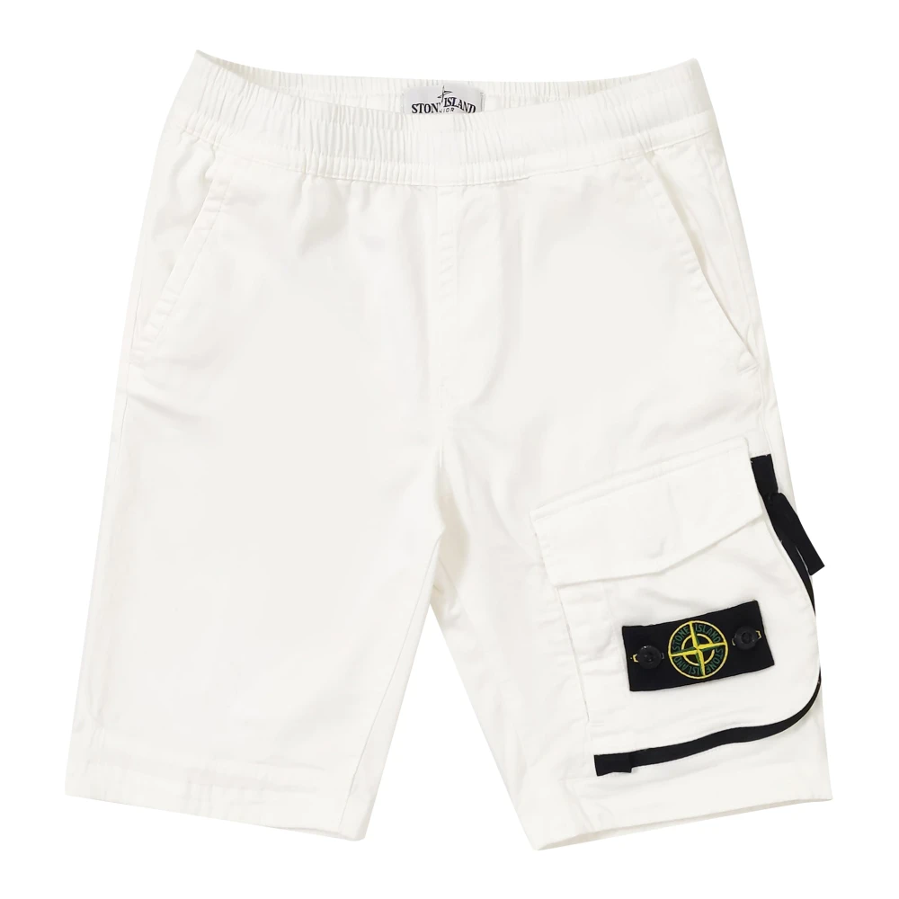 Stone Island White Shorts, Male, 8 Y, Cotton Bermuda
