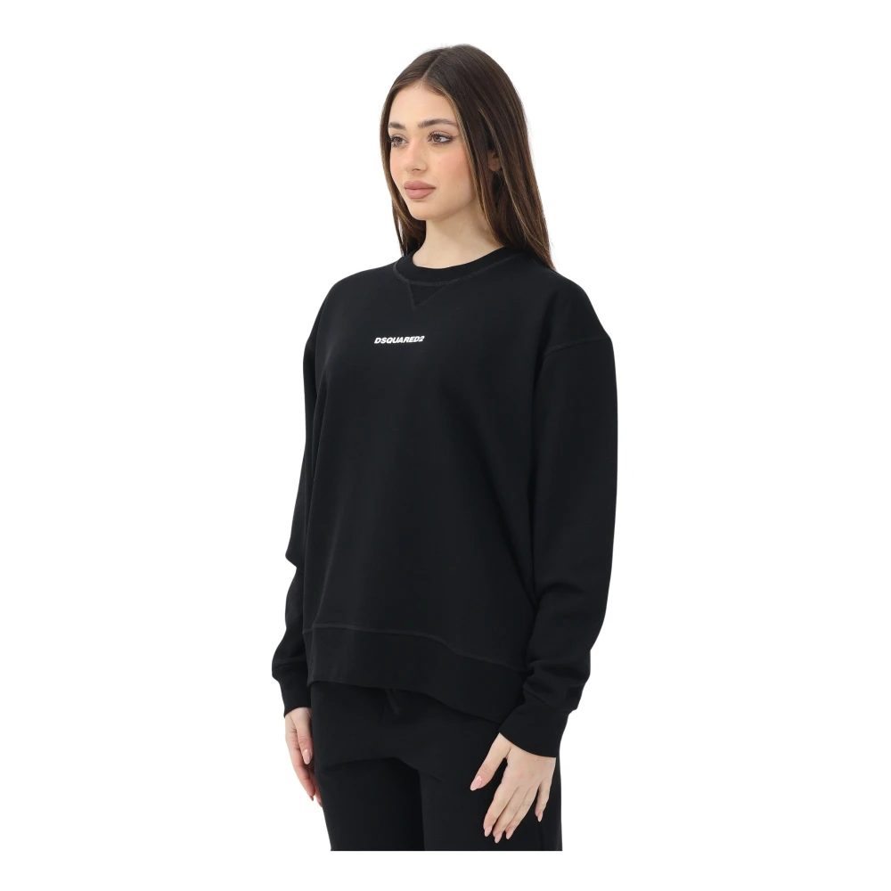 Dsquared2 Zwarte Crewneck Trui Minimalistische Stijl Black Dames