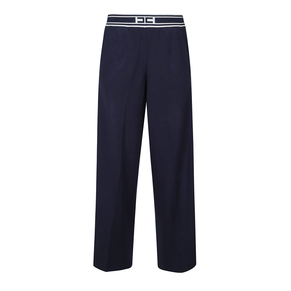 Elisabetta Franchi Gebreide broek Blue Dames