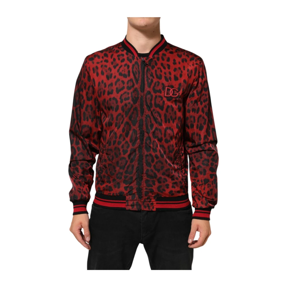 Dolce & Gabbana Multicolor Leopardmönstrad Bomberjacka Med Full Dragkedja