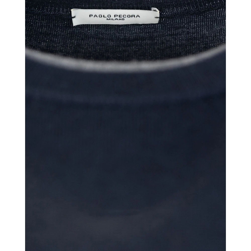 Paolo Pecora Blauwe Crew Neck Sweater Blue Heren