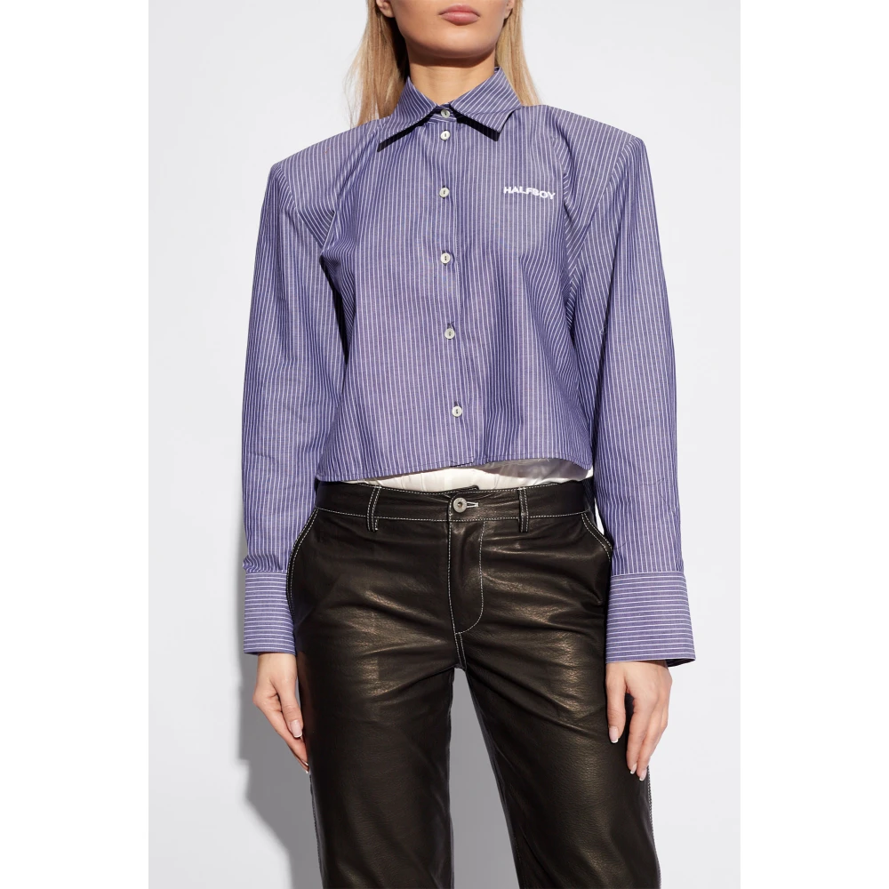 Halfboy Gestreept overhemd Blue Dames