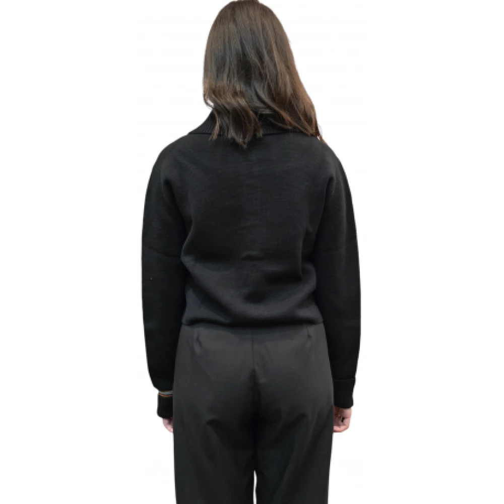 Paul Smith Geblokkeerd gebreid zwart vest met rand Black Dames