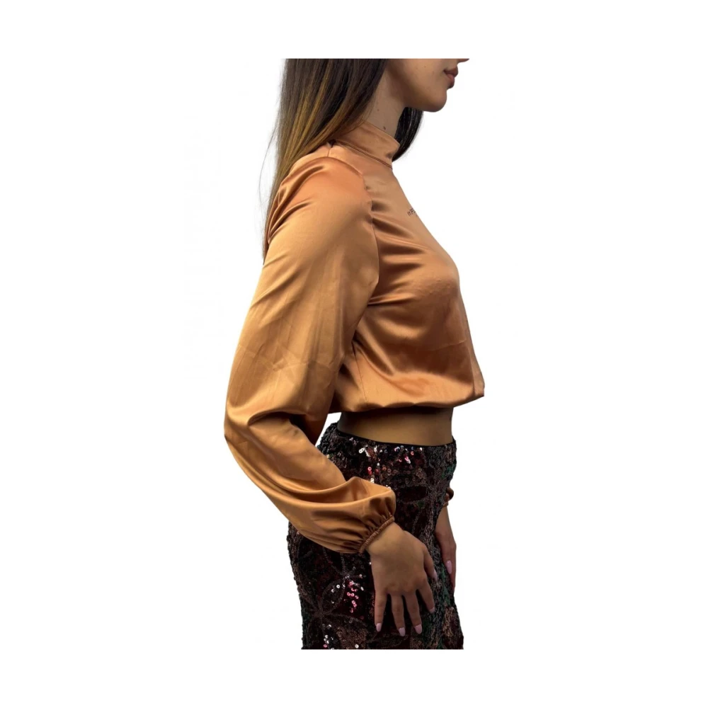 Marc Ellis Bronzen Blouse met Polyester en Elastaan Brown Dames
