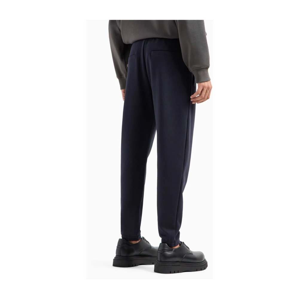Emporio Armani Blauwe Logo Patch Sweatpants Blue Heren
