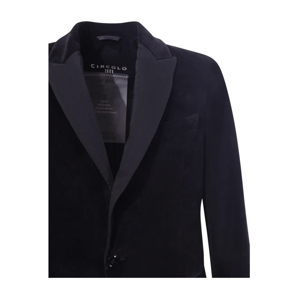 Circolo 1901 Zwarte Peak Revers Jas Italiaans Gemaakt Black Heren