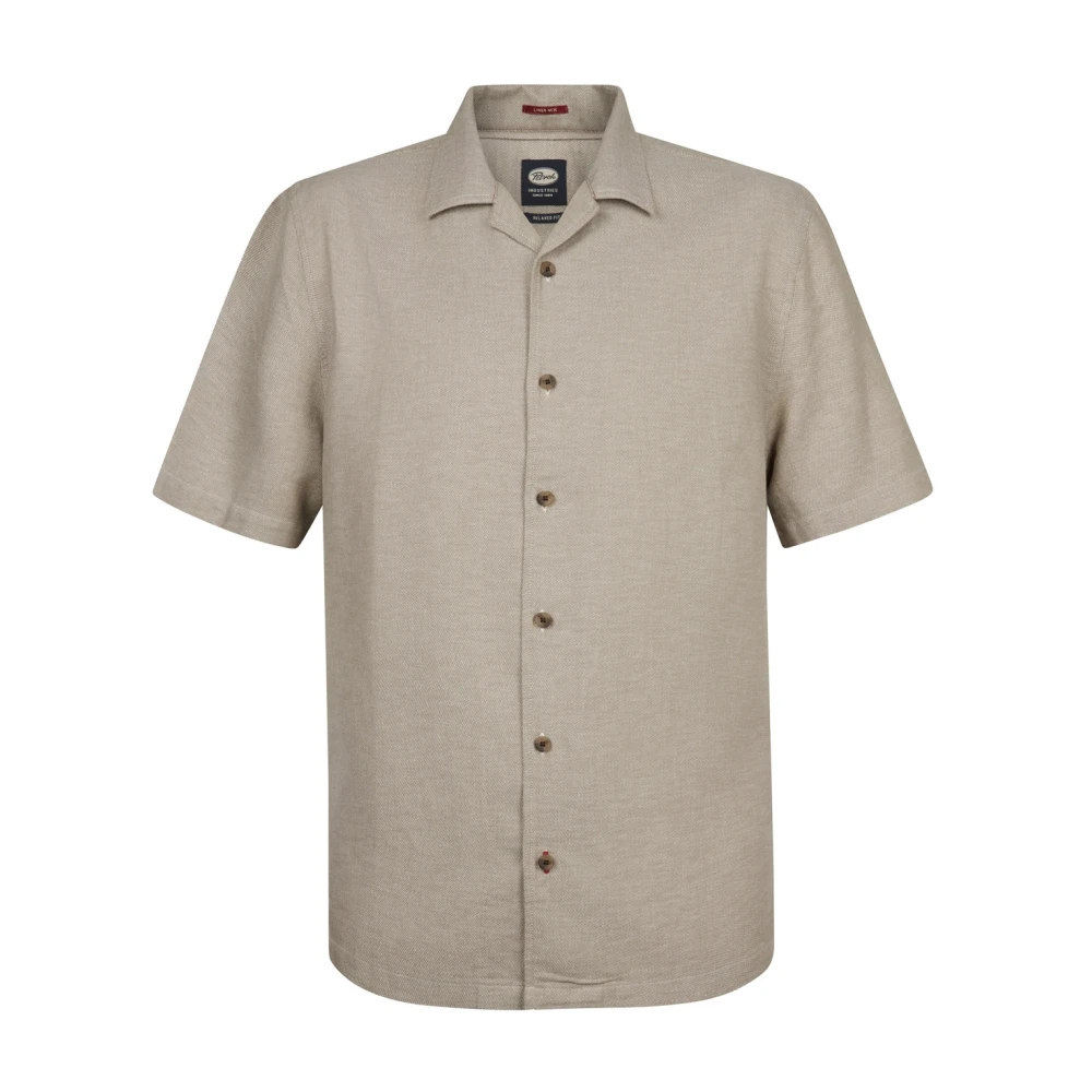 Petrol Mannelijk Beige Overhemden Heren, 3XL, Short Sleeve Shirt