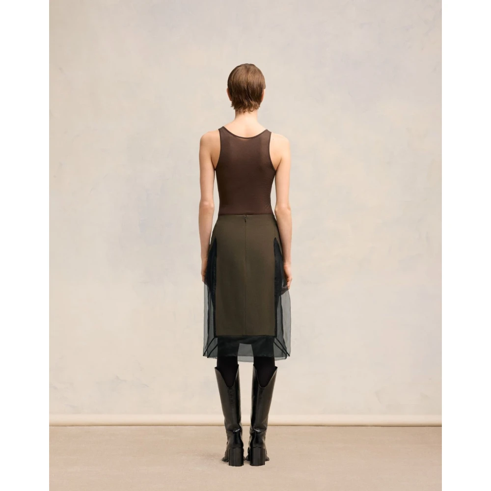 Ami Paris Crepe Midi Rok Brown Dames