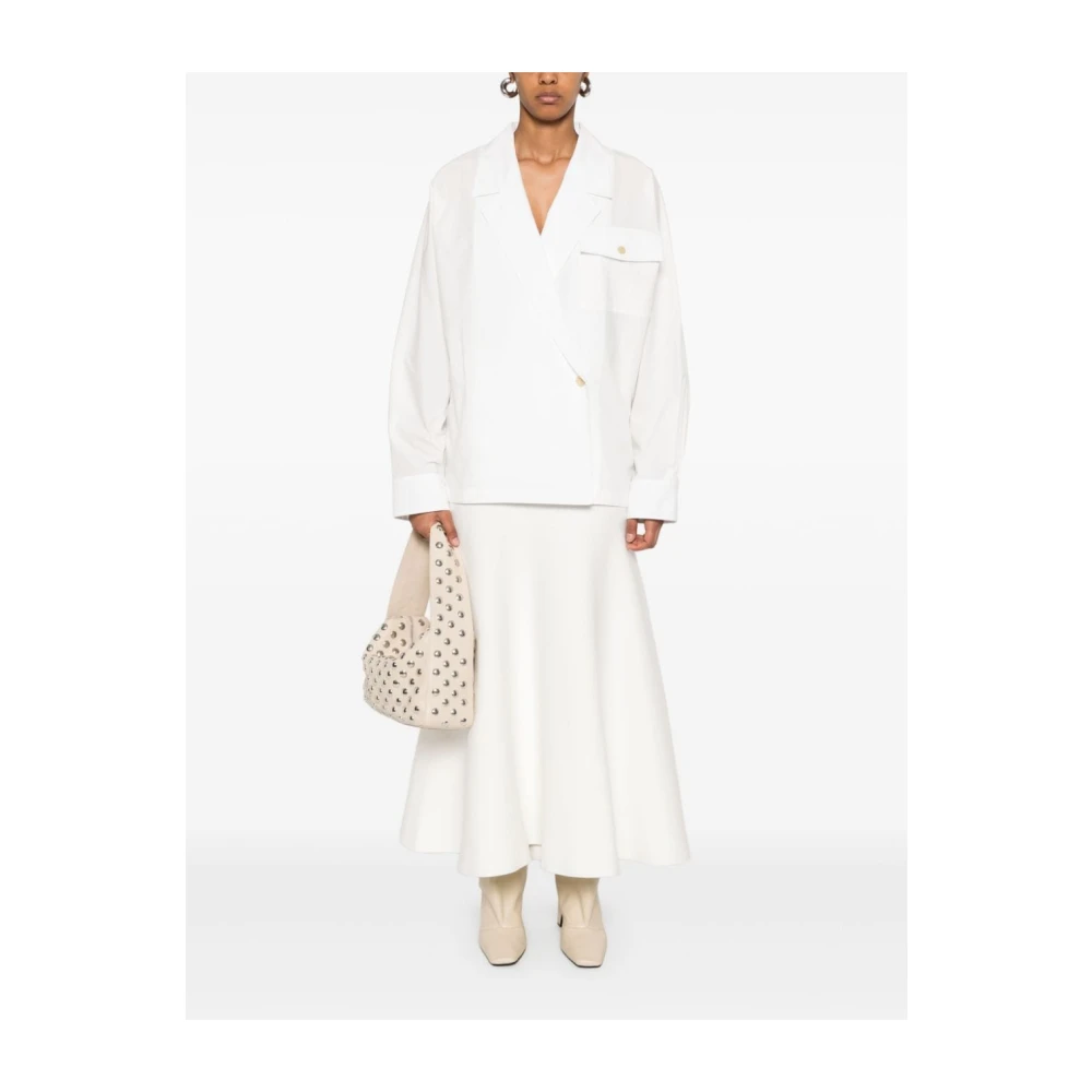 Khaite Witte Katoenen Poplin Dubbel-Breasted Overhemd White Dames