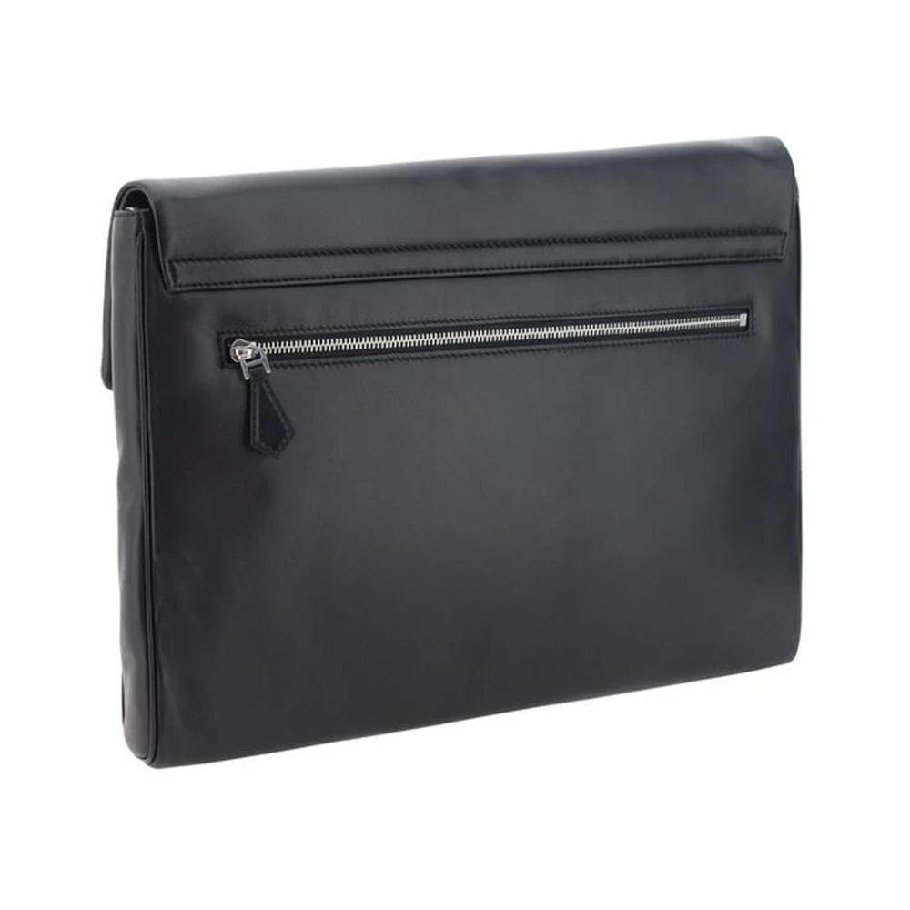 Dolce & Gabbana Leren schoudertas met magnetische sluiting Black Heren