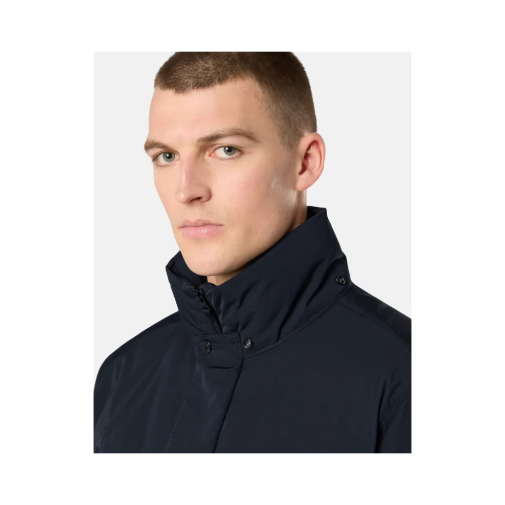 Stone Island Navy Blauwe Lange Dons Parka Blue Heren