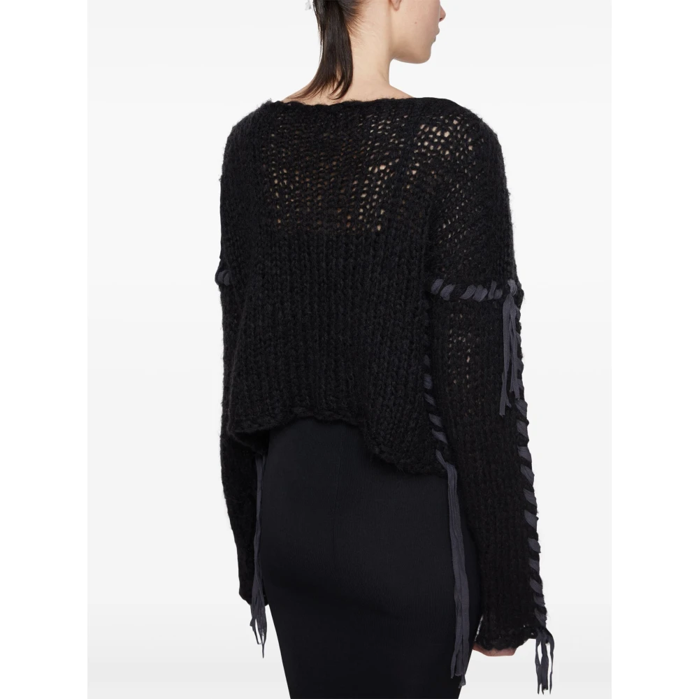Acne Studios Zwarte Gebreide Trui met Drop Shoulder Black Dames