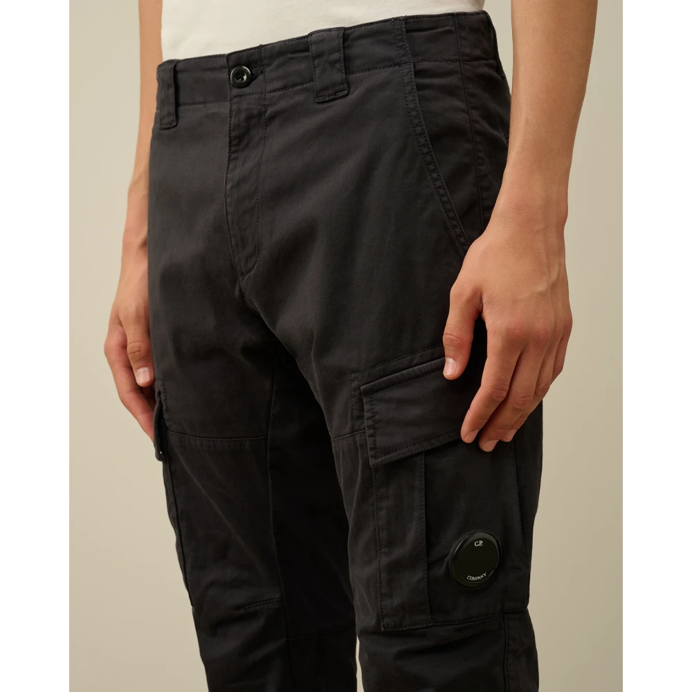 C.P. Company Stretch Sateen Lenszak Cargo Broek Black Heren