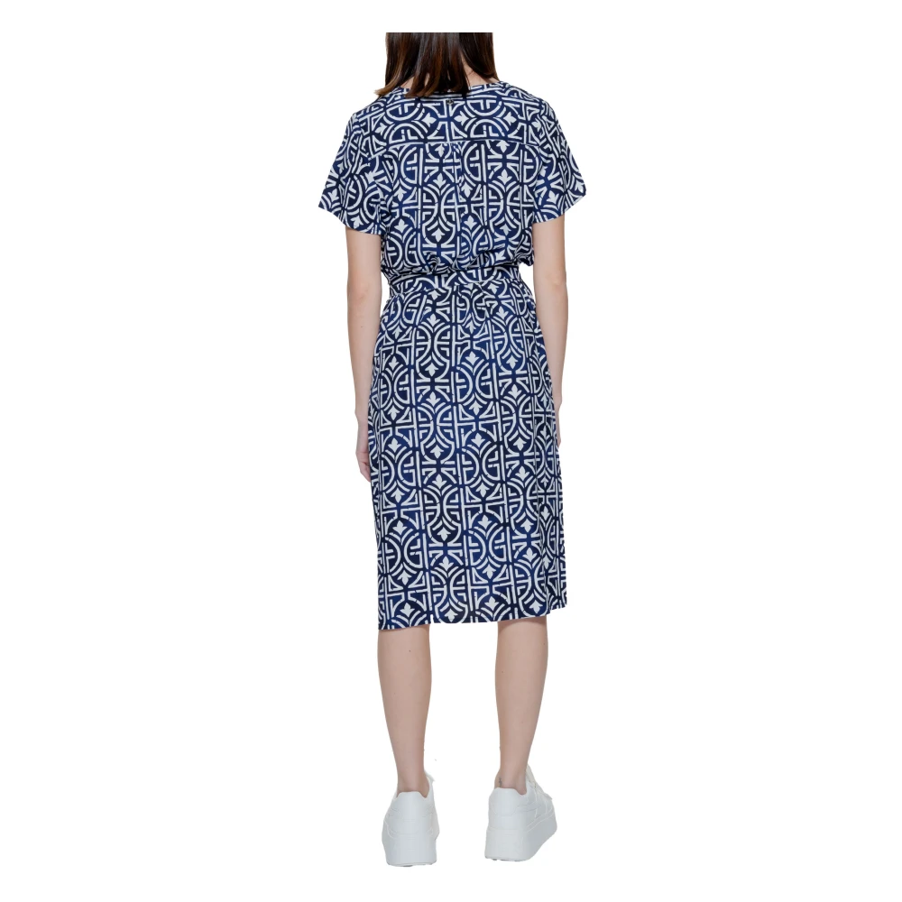 Street One Blauw Print V-Hals Jurk Vrouwen Blue Dames