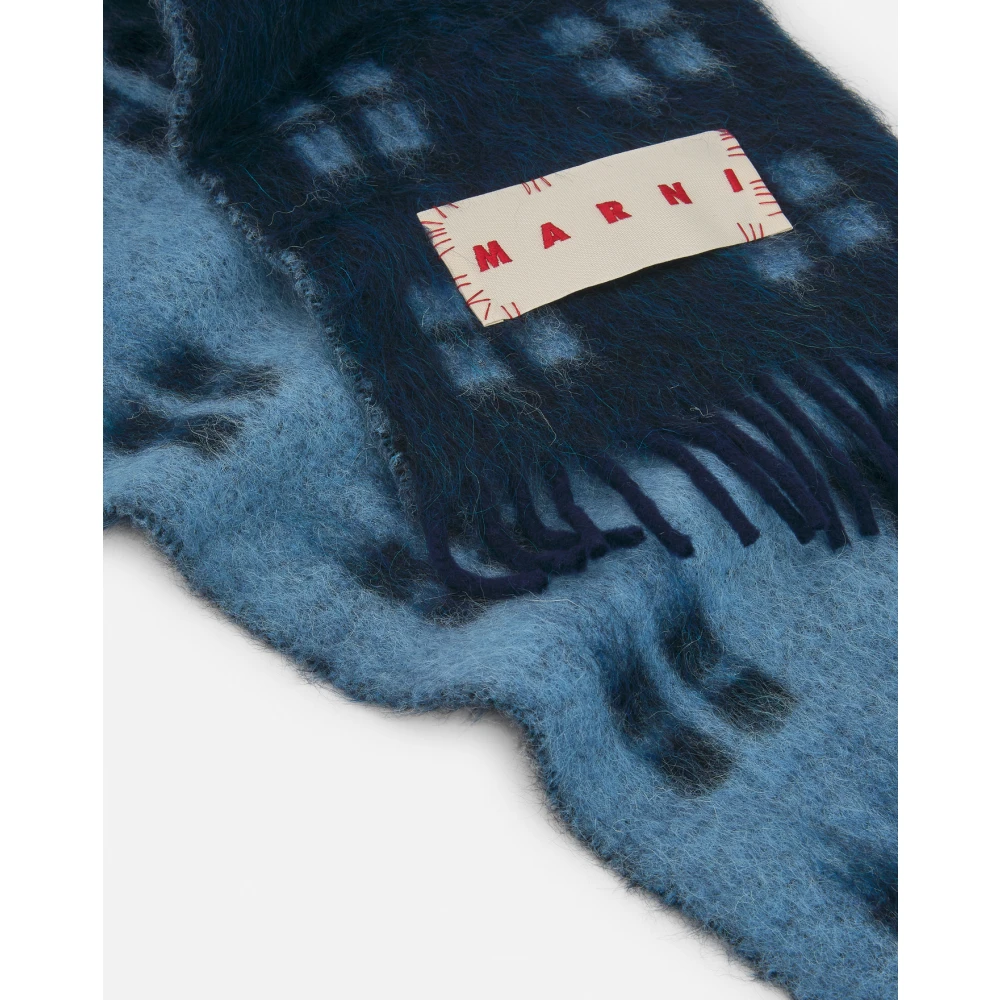 Marni Blauwe geborduurde logosjaal Blue Heren