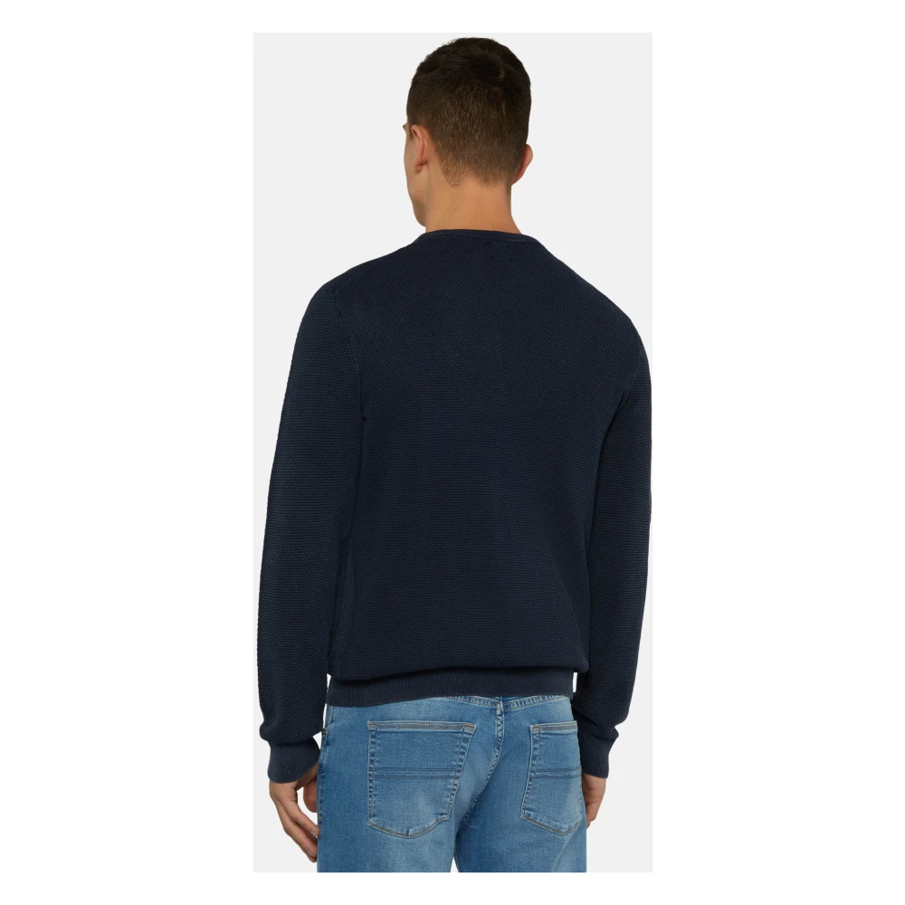 Boggi Milano Katoenen Trui met Ronde Hals 12gg Blue Heren