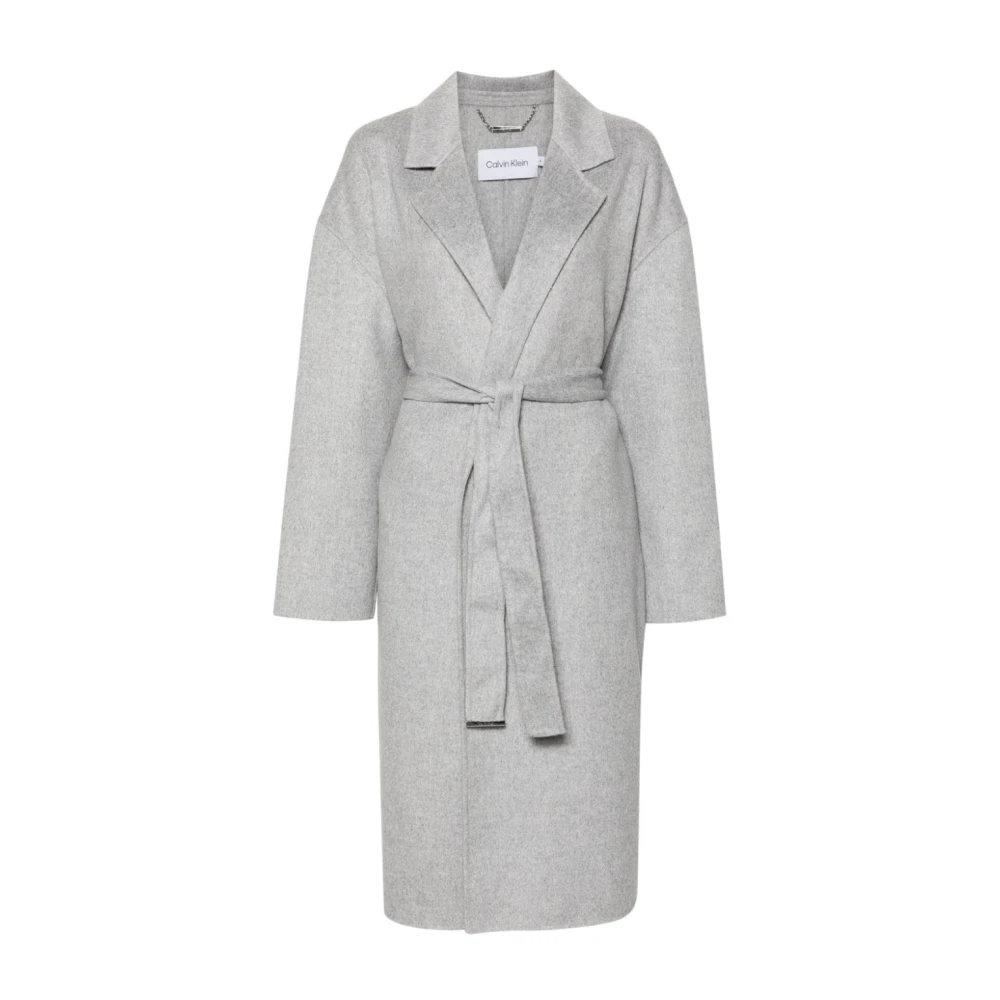 Calvin Klein Grijze Wollen Jas Gray Dames