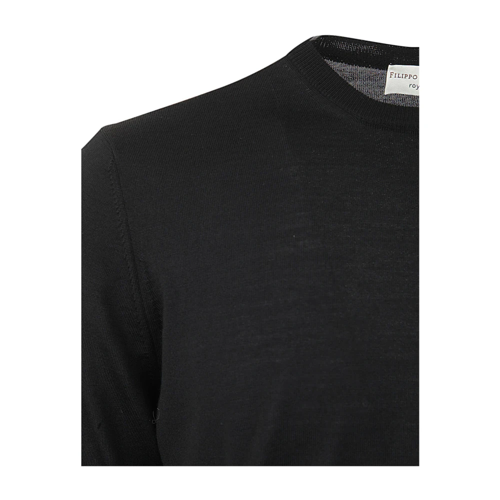 Filippo De Laurentiis Zwarte Merino Crew Neck Sweater Black Heren