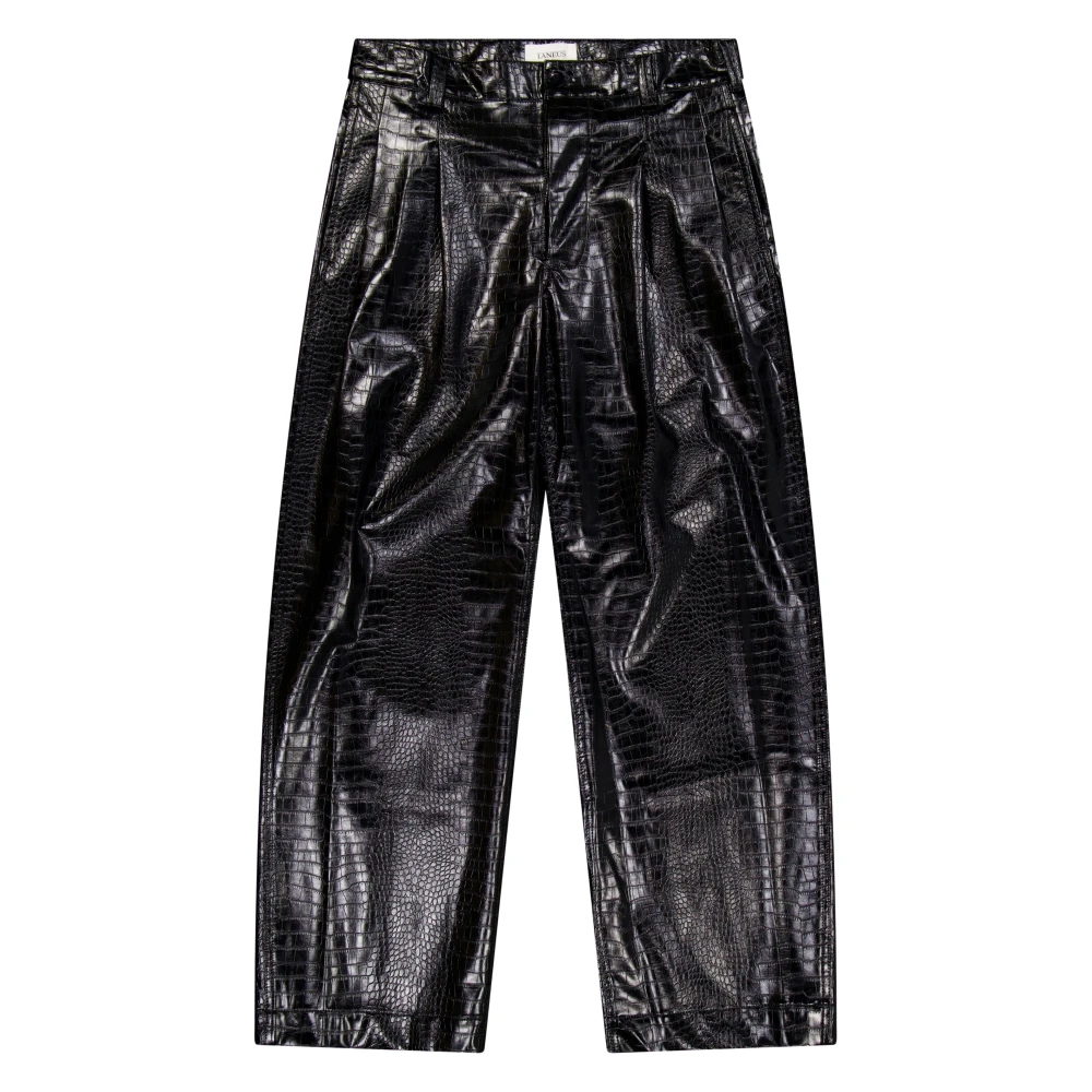 Laneus Dubbele Pence Eco Leren Broek Black Heren