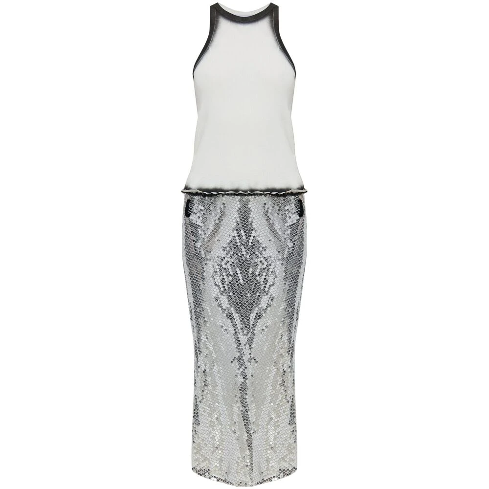 The Attico Witte Pailletten Versierde Mouwloze Jurk Gray Dames