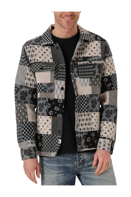 Blått Patchwork Overshirt för Män