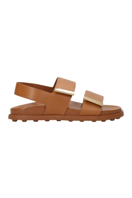 Bruna lädersandaler med kardborredesign