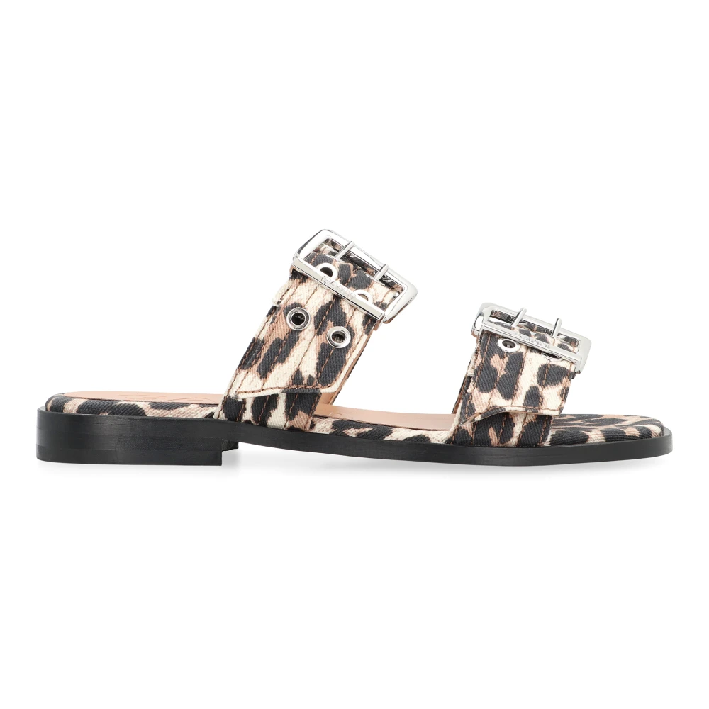 Ganni Women's Multicolor Feminine Buckle Two‑Strap Sandals - Sliders - 5 Uk- Shoes