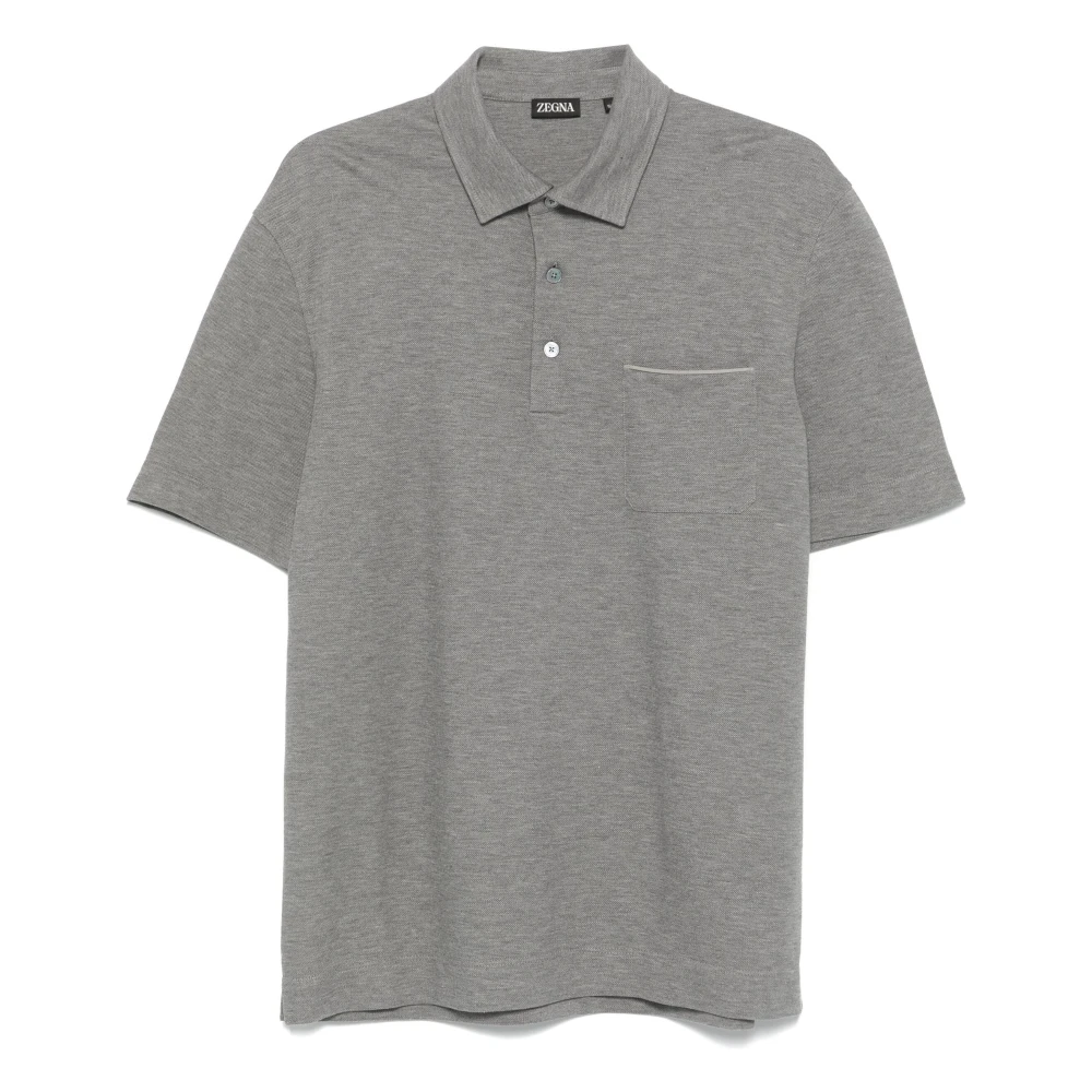 Ermenegildo Zegna Bomull Polo Skjorta 3 Knappar Italien Gray, Herr