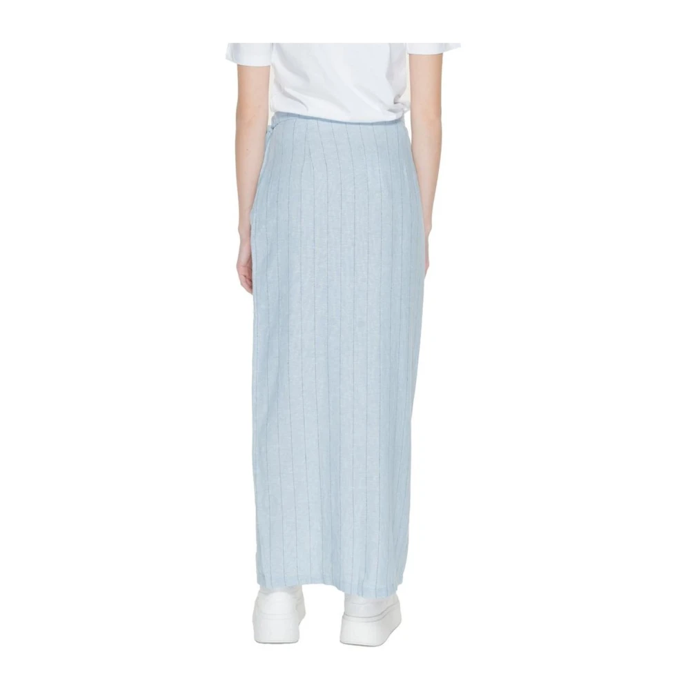 Vero Moda Lange Linnen Rok Blue Dames