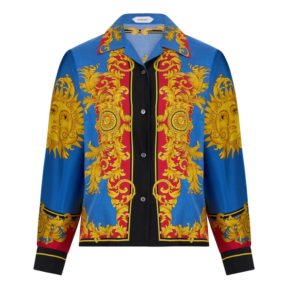 Versace Damen Multicolor Bedrucktes Seiden-Twill-Hemd