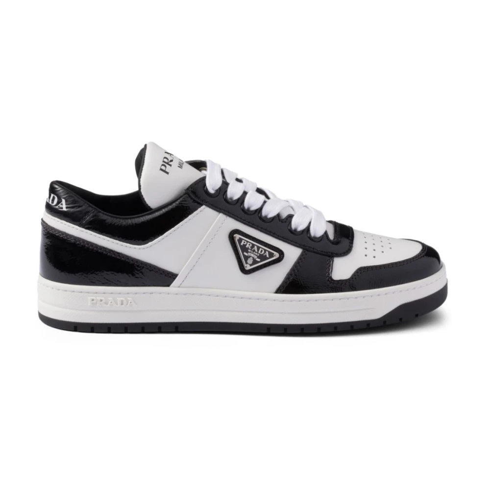 Prada Witte Leren Sneakers Veters Logo Dames Schoenen