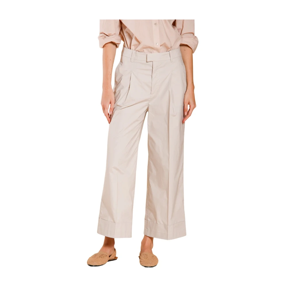 Mason's Vrouw Beige Broeken Dames, M, Katoen, New York Wide Chino Broek