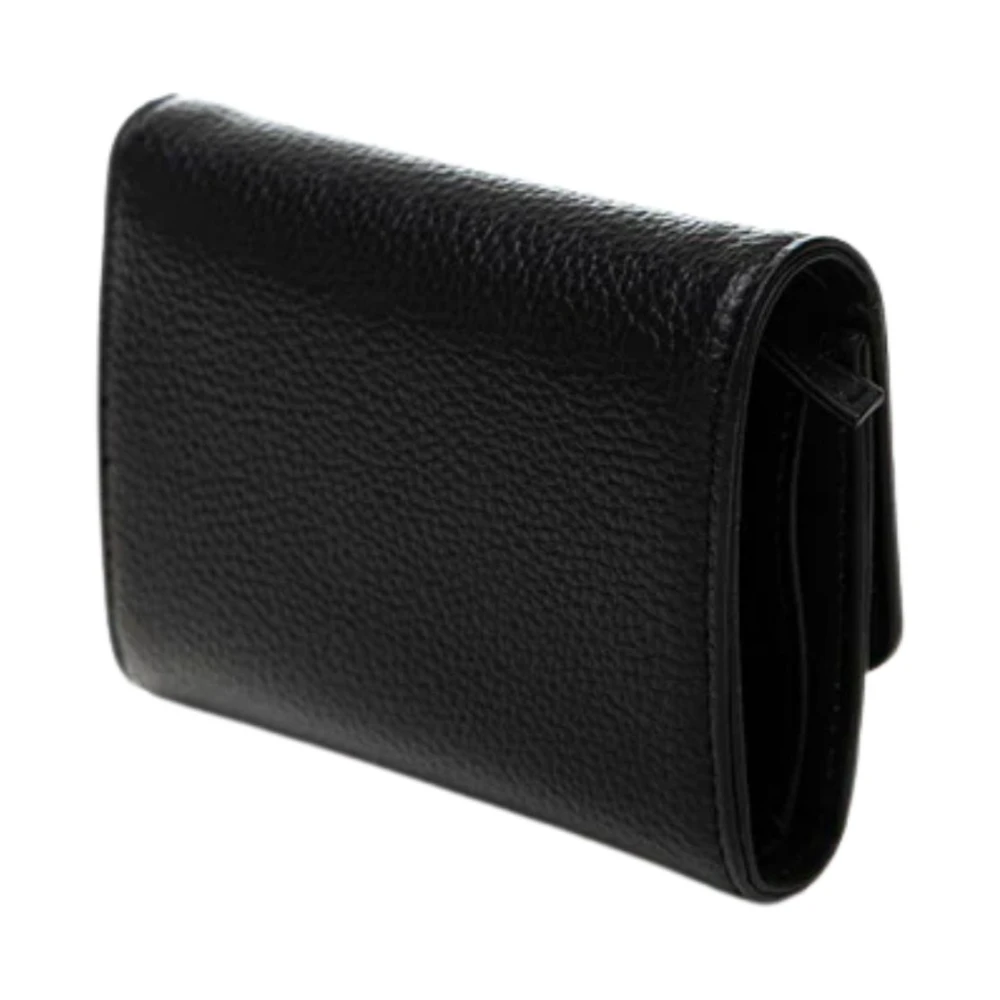 Twinset Zwarte portemonnee met metalen Oval-t logo Black Dames