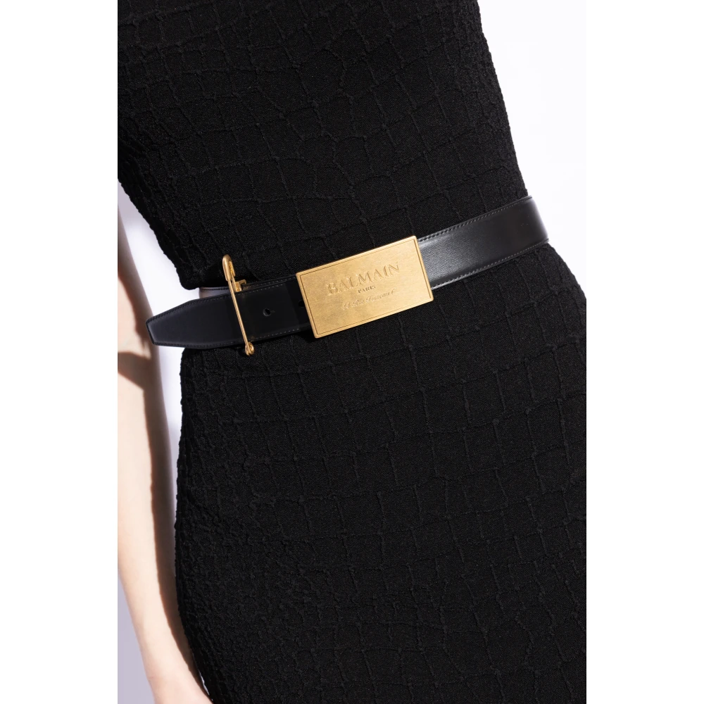 Balmain Leren riem Black Dames