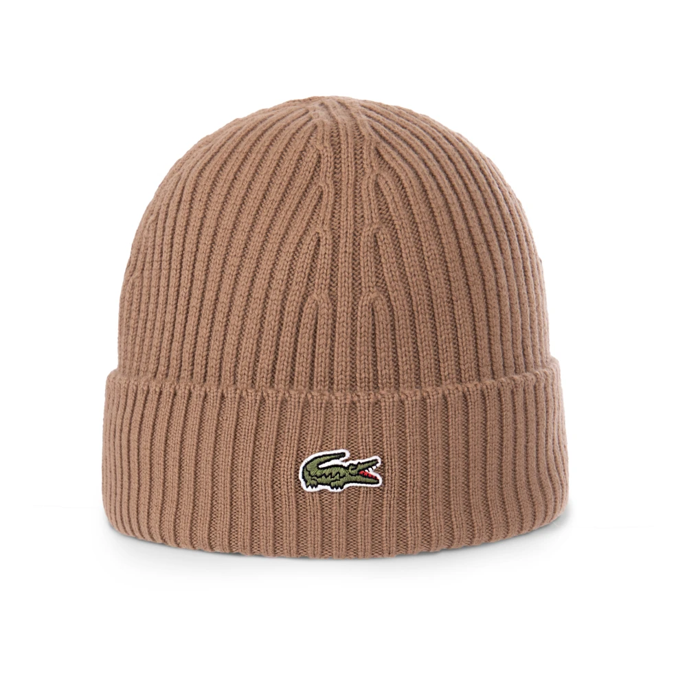 Lacoste Unisex Brun Accessoarer One Size, Ribbstickad Mössa