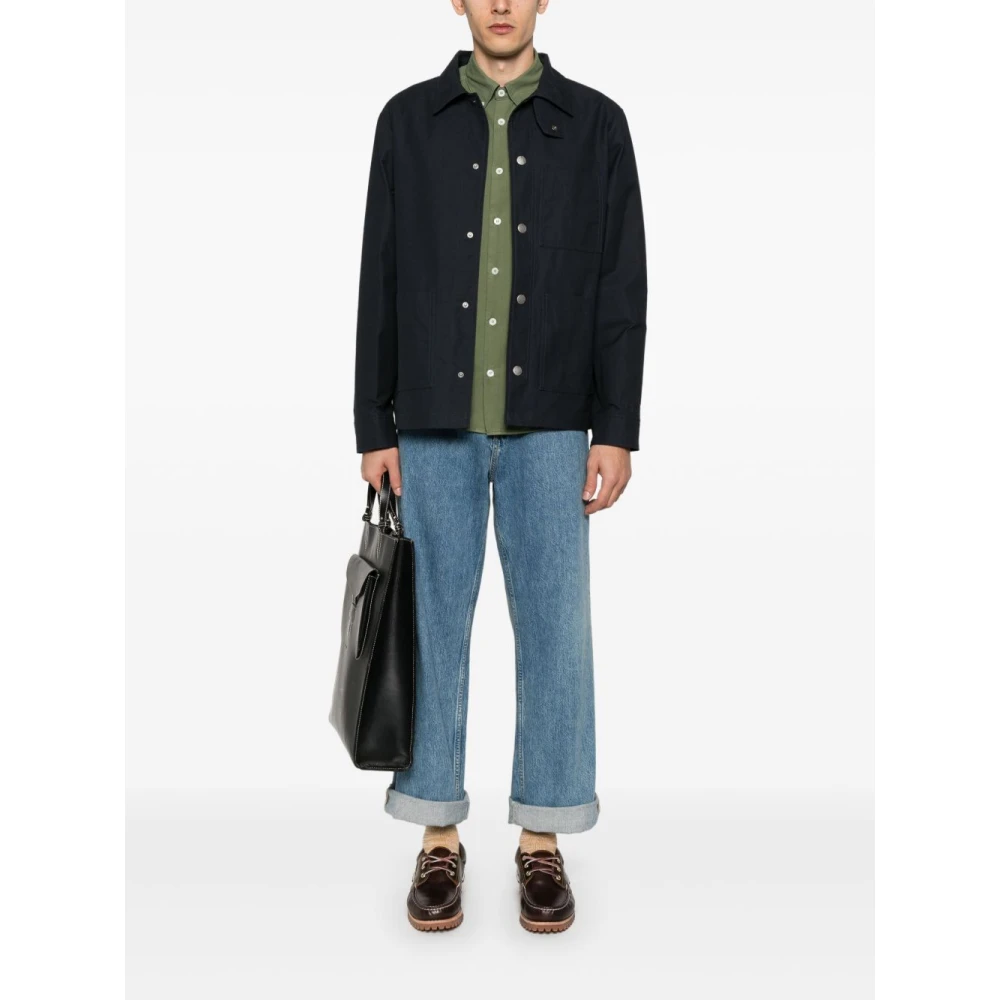 A.p.c. Blauwe Kraag Shirt Jas Middernacht Katoen Blue Heren