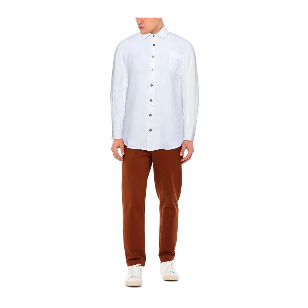 Alpha Studio Witte Linnen Button-Up Shirt Vrouwen White Heren